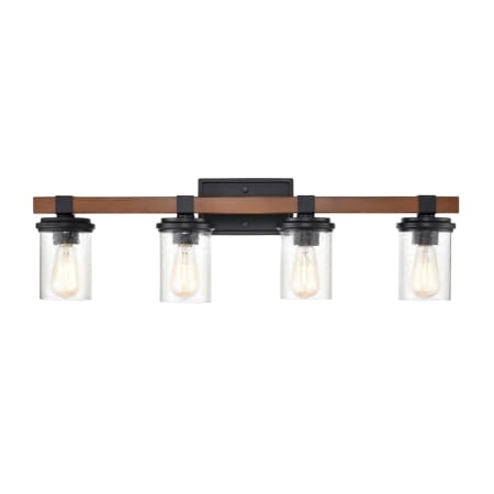 Millennium Lighting Taos 4 Light 32" Wide Bathroom Vanity Light Matte Black / Wood Grain
