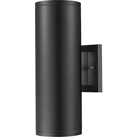 Millennium Lighting Vegas 2 Light 13" Tall Outdoor Wall Sconce with Cylinder Body and Frosted Glass Shades - ADA Compliant Powder Coated Black