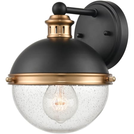 Millennium Lighting Ellmira 9" Tall Wall Sconce with Seedy Glass Shade Matte Black / Aged Brass