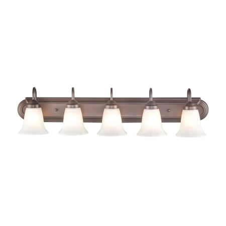 Millennium Lighting 5 Light 36" Wide Vanity Light with Frosted Glass Shades Bronze