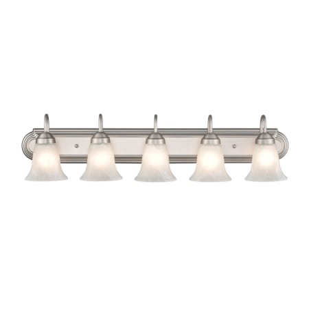 Millennium Lighting 5 Light 36" Wide Vanity Light with Frosted Glass Shades Satin Nickel