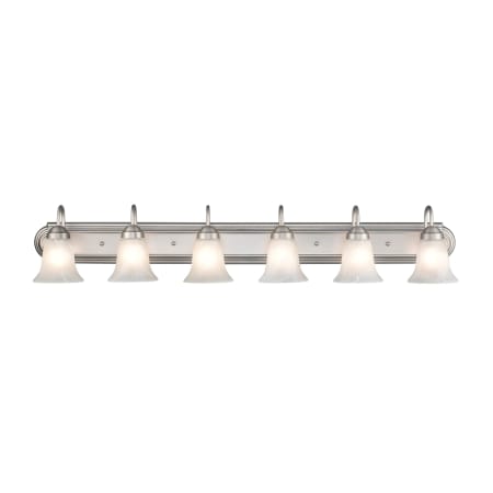 Millennium Lighting 6 Light 48" Wide Vanity Light with Frosted Glass Shades Satin Nickel