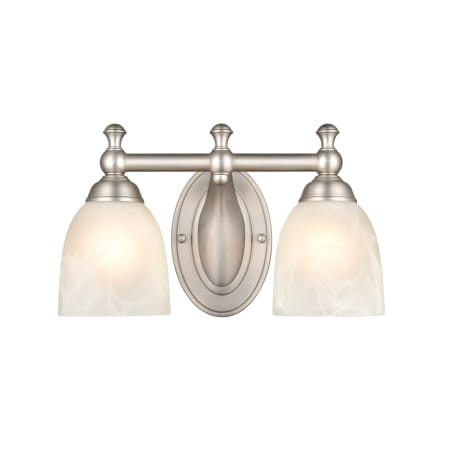 Millennium Lighting 2 Light 13" Wide Vanity Light with Frosted Glass Shades Satin Nickel