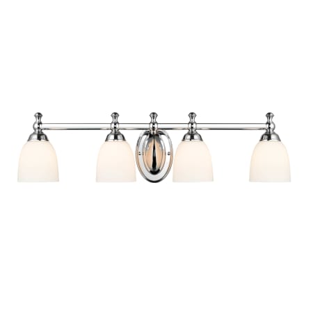 Millennium Lighting 4 Light 30" Wide Vanity Light with White Frosted Glass Shades Chrome