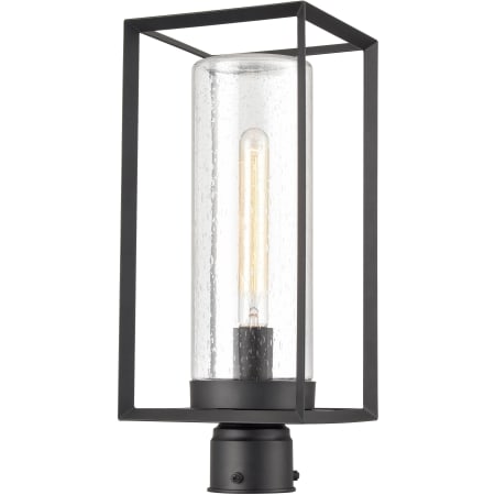 Millennium Lighting Wheatland 18" Tall Post Light with Seedy Glass Shade Powder Coat Black