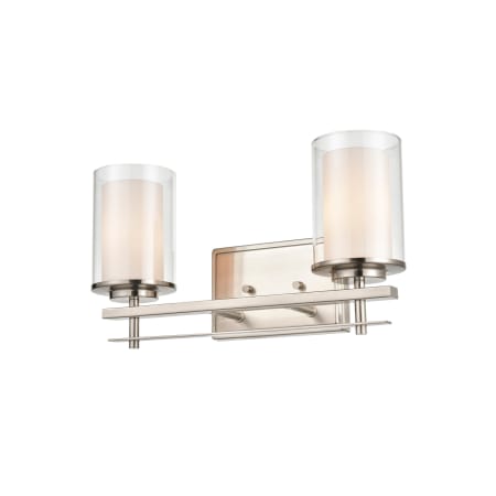 Millennium Lighting Huderson 2 Light 16" Wide Bathroom Vanity Light with Clear Glass Shades Brushed Nickel