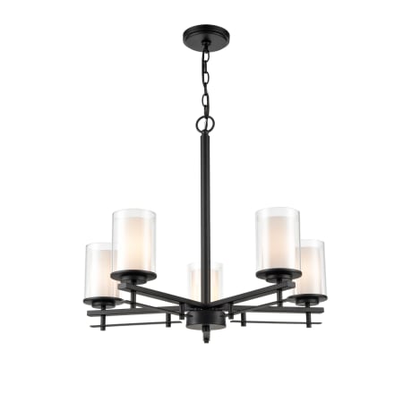 Millennium Lighting Huderson 5 Light 26" Wide Chandelier with Clear Glass Shades Matte Black