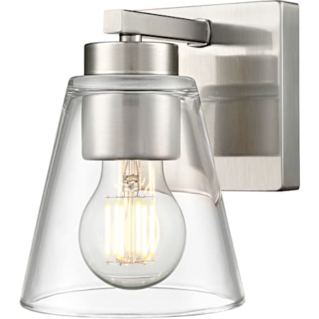 Millennium Lighting Strayhan 7" Tall Bathroom Sconce with Clear Glass Brushed Nickel