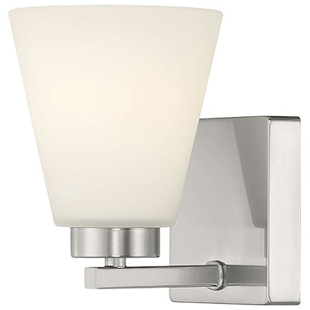 Millennium Lighting Strayhan 7" Tall Bathroom Sconce with White Frosted Glass Brushed Nickel