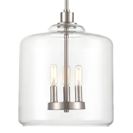 Millennium Lighting Asheville 3 Light 12" Wide Pendant with Clear Glass Shade Satin Nickel