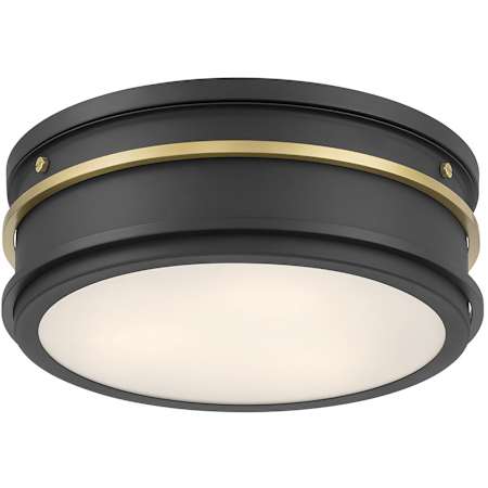 Millennium Lighting Stralara 2 Light 12" Wide Flush Mount Drum Ceiling Fixture Matte Black / Vintage Brass