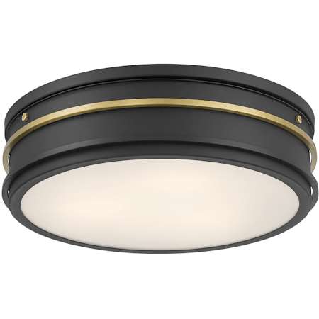 Millennium Lighting Stralara 3 Light 16" Wide Flush Mount Drum Ceiling Fixture Matte Black / Vintage Brass