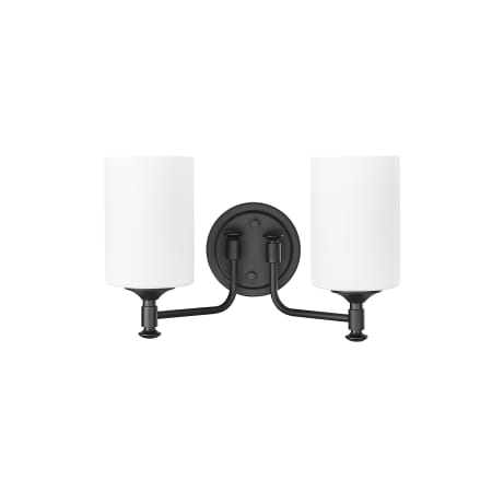 Millennium Lighting Ailey 2 Light 15" Wide Vanity Light with Frosted Glass Shades Matte Black