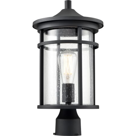 Millennium Lighting Namath 17" Tall Post Light with Seedy Glass Shade Textured Black