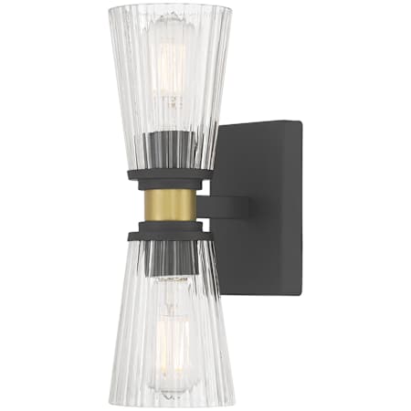 Millennium Lighting Lustria 2 Light 14" Tall Wall Sconce Matte Black / Vintage Brass