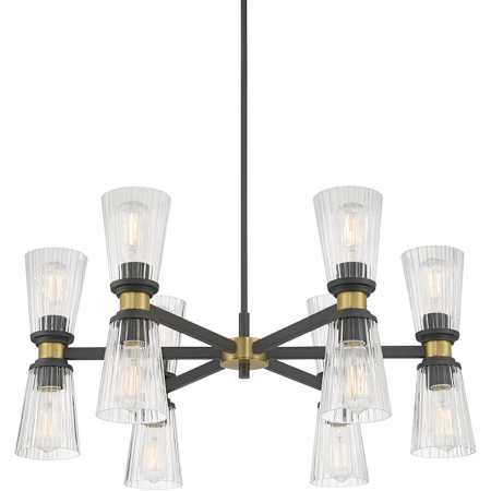 Millennium Lighting Lustria 12 Light 30" Wide Chandelier Matte Black / Vintage Brass