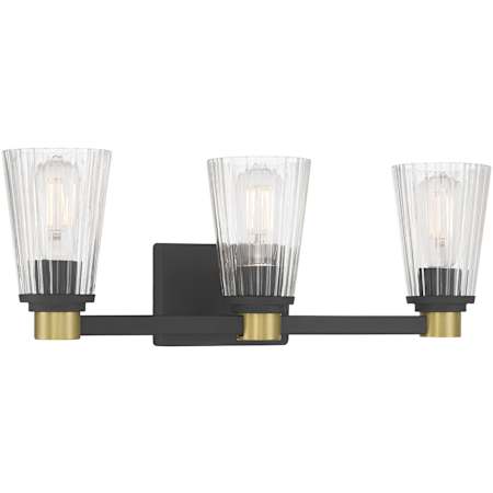 Millennium Lighting Lustria 3 Light 22" Wide Vanity Light Matte Black / Vintage Brass