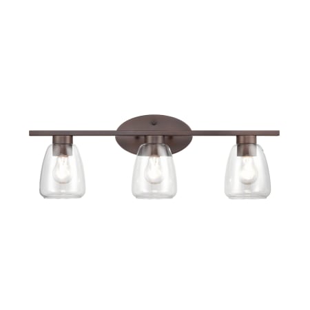 Millennium Lighting 3 Light 25" Wide Vanity Light with Clear Glass Shades Rubbed Bronze