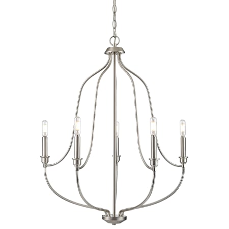 Millennium Lighting Senoia 5 Light 25" Wide Pillar Candle Style Chandelier Brushed Nickel