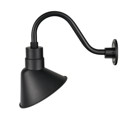 Millennium Lighting LED RLM Outdoor Wall Sconce with 10" Dark Sky Compliant Angle Shade with 15" Gooseneck Stem Satin Black