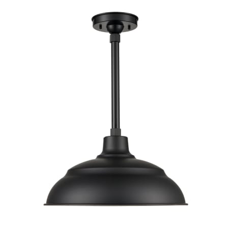 Millennium Lighting LED RLM Outdoor 14" Warehouse Pendant with 12" Stem Ceiling Mount Satin Black