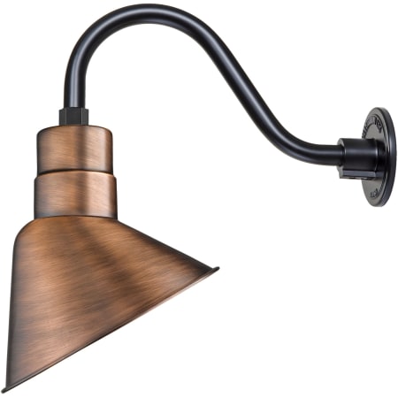 Millennium Lighting RLM 1 Light Outdoor Wall Sconce with 10" Wide Angle Shade and 14.5" Gooseneck Stem Natural Copper