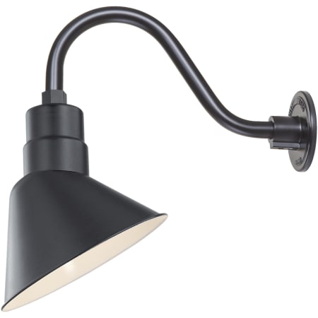 Millennium Lighting RLM 1 Light Outdoor Wall Sconce with 10" Wide Angle Shade and 14.5" Gooseneck Stem Satin Black