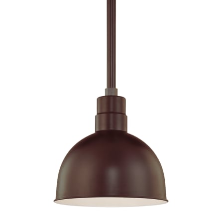 Millennium Lighting RLM 1 Light Outdoor Pendant with 12" Wide Bowl Shade and 12" Stem Architectural Bronze