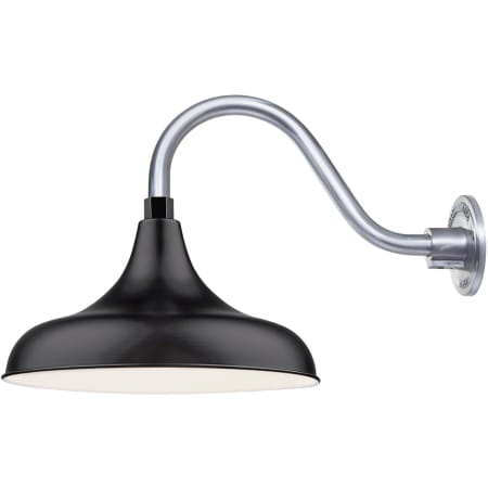 Millennium Lighting RLM 1 Light Outdoor Wall Sconce with 14" Wide Modified Warehouse Shade and 15" Gooseneck Stem Satin Black