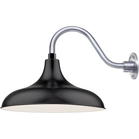 Millennium Lighting RLM 1 Light Outdoor Wall Sconce with 17" Wide Modified Warehouse Shade and 15" Gooseneck Stem Satin Black