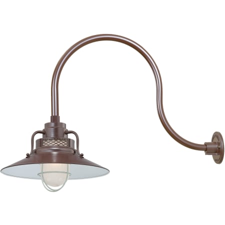 Millennium Lighting RLM 1 Light Outdoor Wall Sconce with 14" Wide Railroad Shade and 24" Gooseneck Stem Architectural Bronze