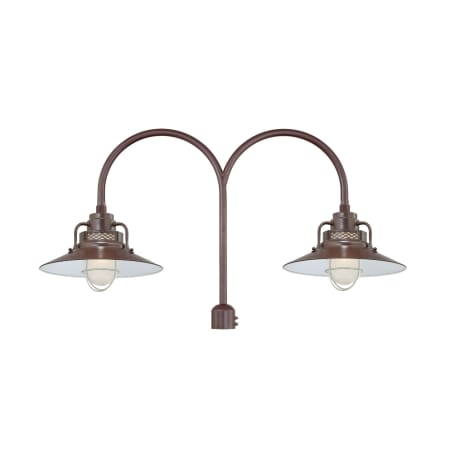 Millennium Lighting RLM 2 Light Post Light with 14" Wide Railroad Shade and Double Post Adapter Architectural Bronze