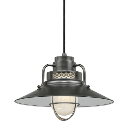 Millennium Lighting RLM 1 Light Outdoor Pendant with 14" Wide Railroad Shade and 24" Stem Satin Black