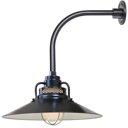 Millennium Lighting RLM 1 Light Outdoor Wall Sconce with 18" Wide Railroad Shade and 13" Gooseneck Stem Satin Black