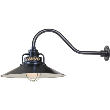 Millennium Lighting RLM 1 Light Outdoor Wall Sconce with 18" Wide Railroad Shade and 21.5" Gooseneck Stem Satin Black