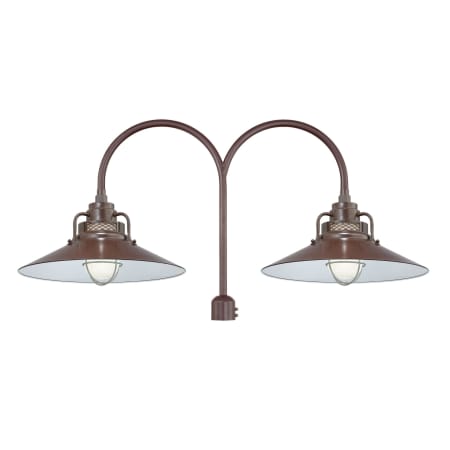 Millennium Lighting RLM 2 Light Post Light with 18" Wide Railroad Shade and Double Post Adapter Architectural Bronze