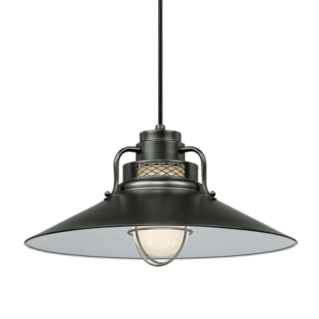 Millennium Lighting RLM 1 Light Outdoor Pendant with 18" Wide Railroad Shade and 12" Stem Satin Black