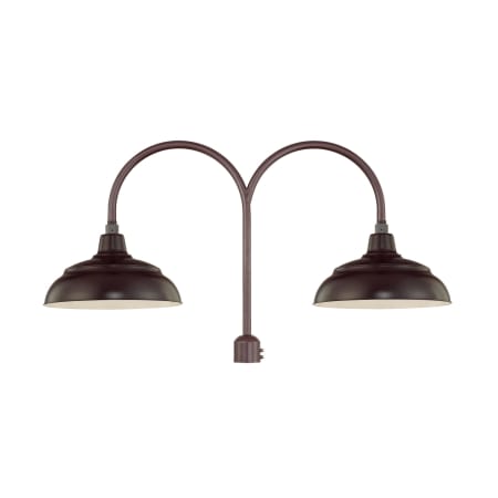 Millennium Lighting RLM 2 Light Post Light with 14" Warehouse Shade and Double Post Adapter Architectural Bronze