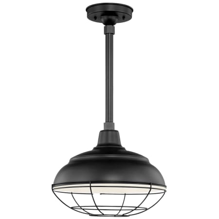 Millennium Lighting RLM 1 Light Outdoor Pendant with 14" Warehouse Shade and 36" Stem Satin Black