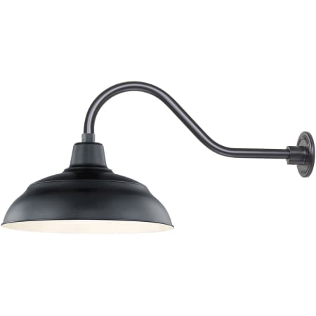 Millennium Lighting RLM 1 Light Outdoor Wall Sconce with 17" Warehouse Shade and 21.5" Gooseneck Stem Satin Black