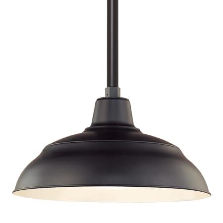 Millennium Lighting RLM Single Light 17" Wide Outdoor Pendant with Warehouse Shade and 12" Stem Satin Black