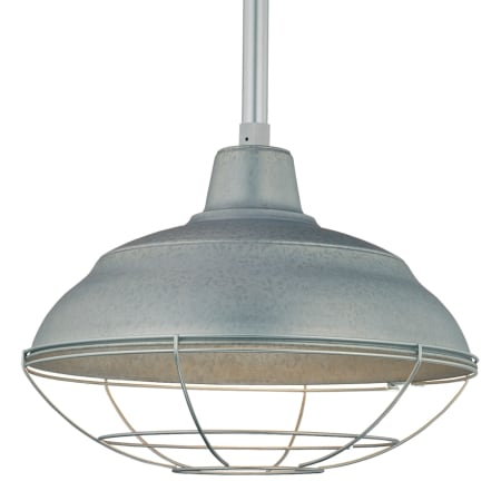 Millennium Lighting RLM Single Light 17" Wide Outdoor Pendant with Warehouse Shade and 24" Stem Galvanized
