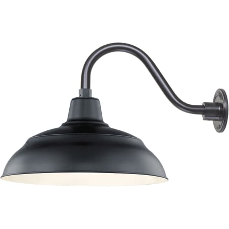 Millennium Lighting RLM 1 Light Outdoor Wall Sconce with 17" Warehouse Shade and 14.5" Gooseneck Stem Satin Black