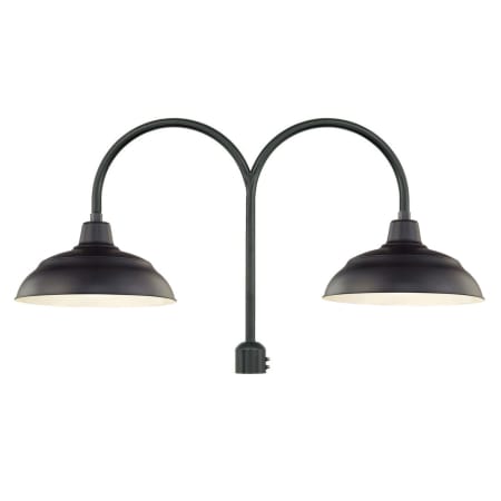 Millennium Lighting RLM 2 Light Post Light with 17" Warehouse Shade and Double Post Adapter Satin Black