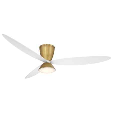 MinkaAire Hourglass 58" 3 Blade LED Flush Mount Ceiling Fan with Remote Included Legacy Brass / Flat White