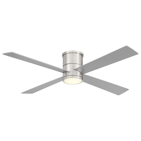 MinkaAire Falco 54" 4 Blade Indoor LED Flush Mount Ceiling Fan with Remote Control Brushed Nickel / Silver