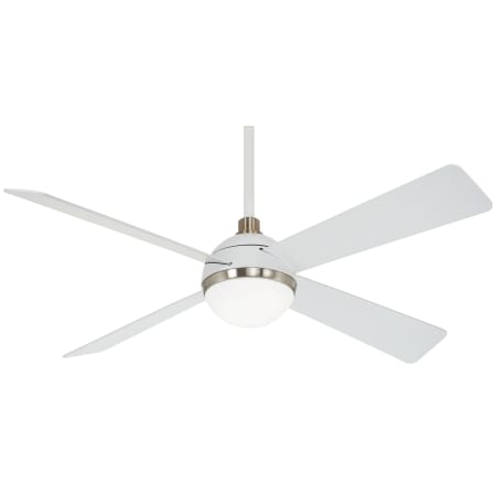 MinkaAire Orb 54" 4 Blade LED Indoor Ceiling Fan with Remote Included Flat White / Brushed Nickel