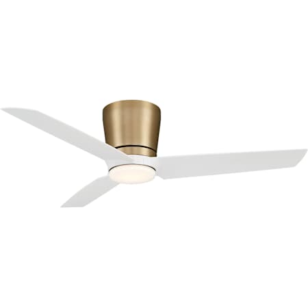 MinkaAire Pure 48" 3 Blade Indoor LED Flush Mount Hugger Ceiling Fan with Wall Control Included Brushed Brass / Alabaster White