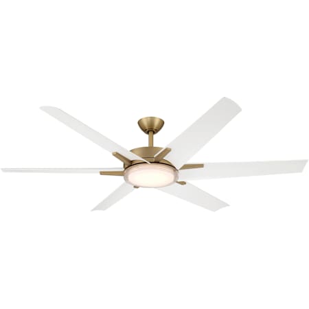 MinkaAire Deco 6 Blade Indoor / Outdoor LED Ceiling Fan Heritage Brass / Alabaster White