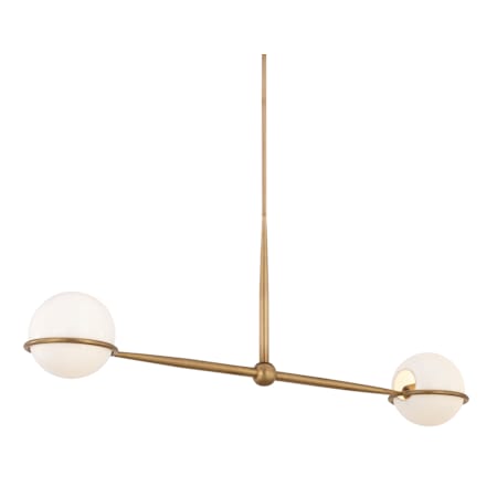 Minka Lavery Orstyn 2 Light 52" Wide Linear Chandelier with Opal Glass Shades Legacy Brass